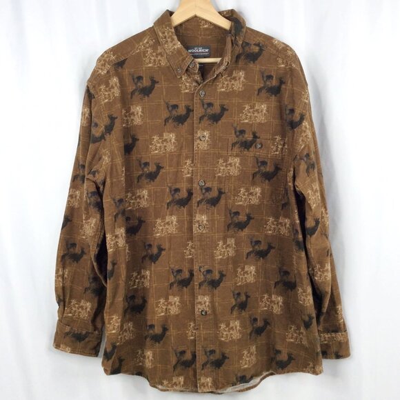 Woolrich Mens XL Chamois Flannel Shirt Long Sleeve Button Down Deer Buck Hunting - Picture 1 of 7